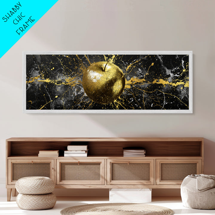 Golden Apple of Idunn Metallic Gold Art, Norse Mythology Metal Art for Office or Dad Gift, Viking Wall Decor in wood frame