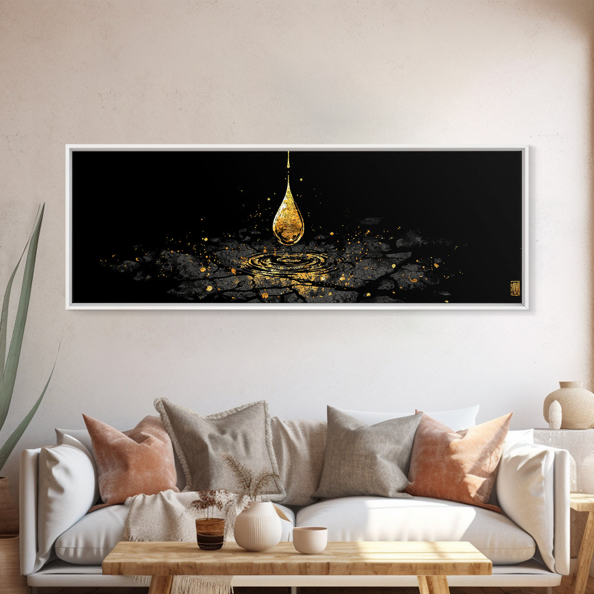 Odin’s Golden Tear Canvas Gold Art, Norse Mythology Inspired Canvas Art Wall Decor, Viking Office Accent framed in wood