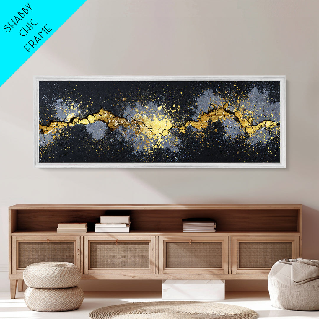 Cracked Stone Nordic Wall Metallic Gold Art Metal Art, Viking Mythology Office Art Man Cave Decor, with real wood frame