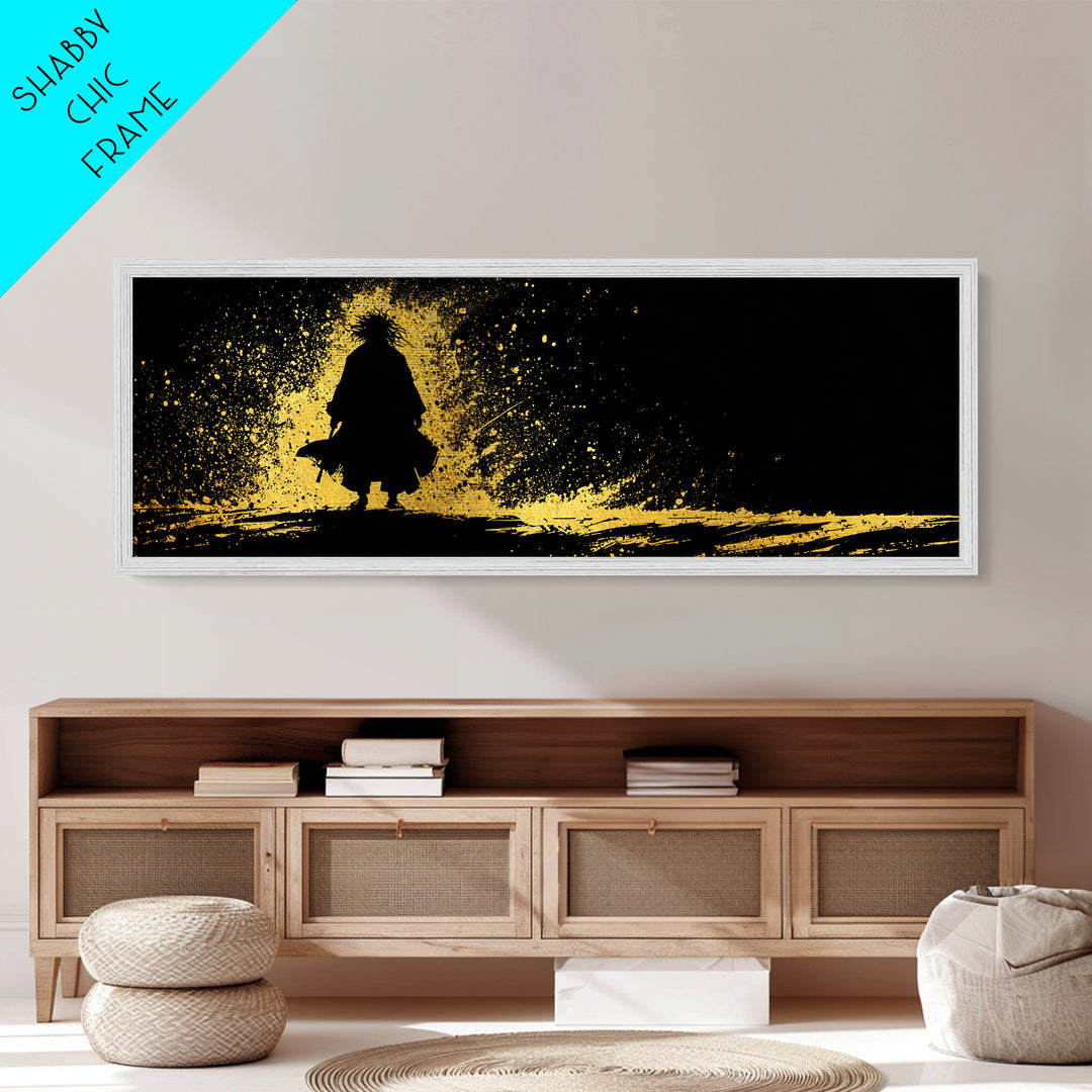 Njord Norse God of the Sea Metallic Gold Art Metal Art – Viking Ocean Wall Art, Nordic Mythology Office Decor, natural wood framed