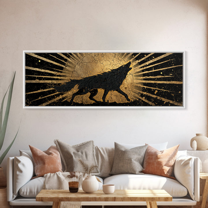 Canvas Gold Art Ragnarok Canvas Art | Norse Mythology Wall Decor framed in rustic wood | Viking Epic Gift for Him or Dad