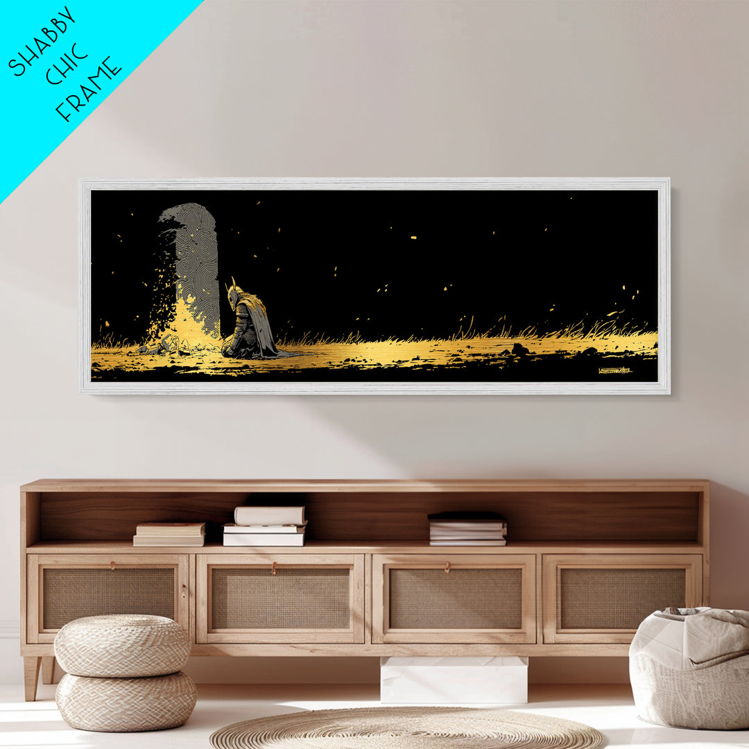 Nordic Warrior Viking Metallic Gold Art Metal Art, Mythology Wall Hanging for Dad’s Office framed in authentic wood frame