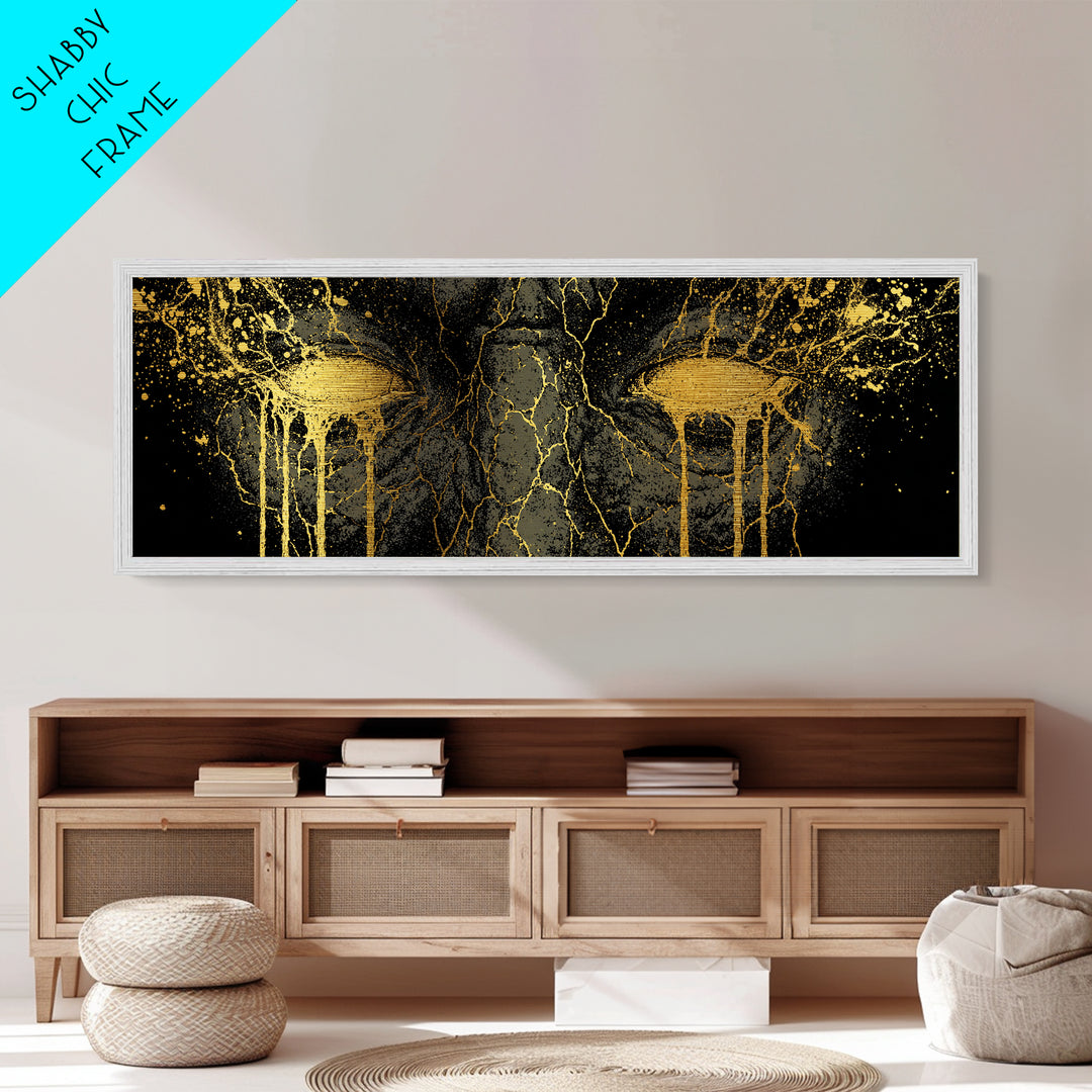 Metallic Gold Art of Ymir Norse Mythology, Nordic Metal Art with Real Wood Frame, Viking Wall Decor Gift for Dad or Husband