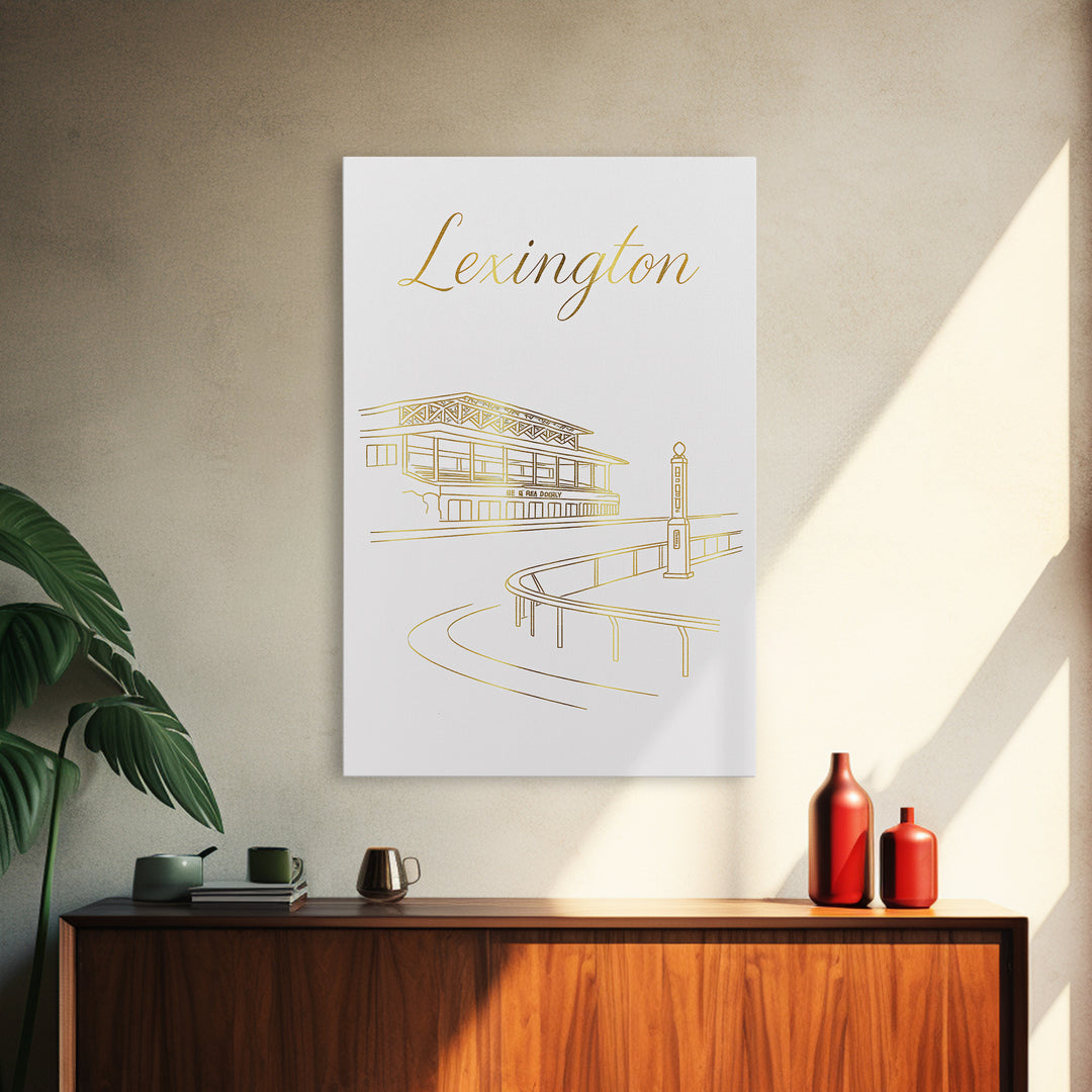 Lexington Travel Poster, Canvas Print, Gold Outline Poster Art, Lexington Wall Art, Gift For Travelers, Vintage Travel Print, Art Print
