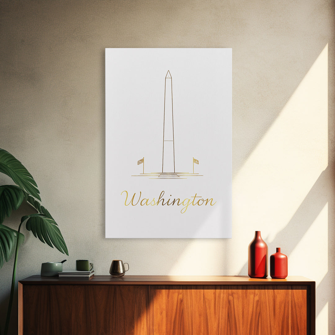 Washington DC Travel Poster, Canvas Print, Clean Sketch Wall Art, Washington DC Travel Art, Vintage City Art, City Art Print, Wall Art