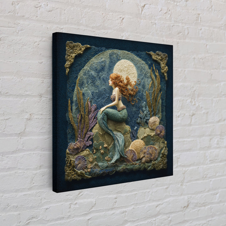 Mermaid Siren on Rocks Canvas Print, Mythological Art, Artwork, Living Room Decor, Oil Painting, Legend, Gallery Wall Art, MYT-1x1-15