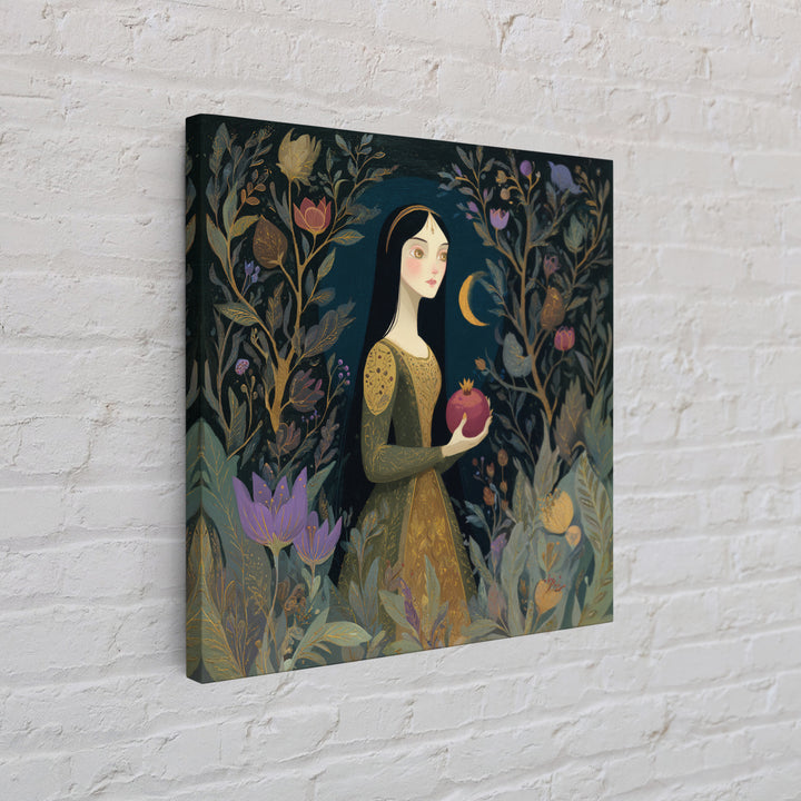 Persephone Holding Pomegranate Canvas Print, Mythological Art, Printable Art, Living Room Decor, Watercolor Art, Legend, MYT-1x1-31