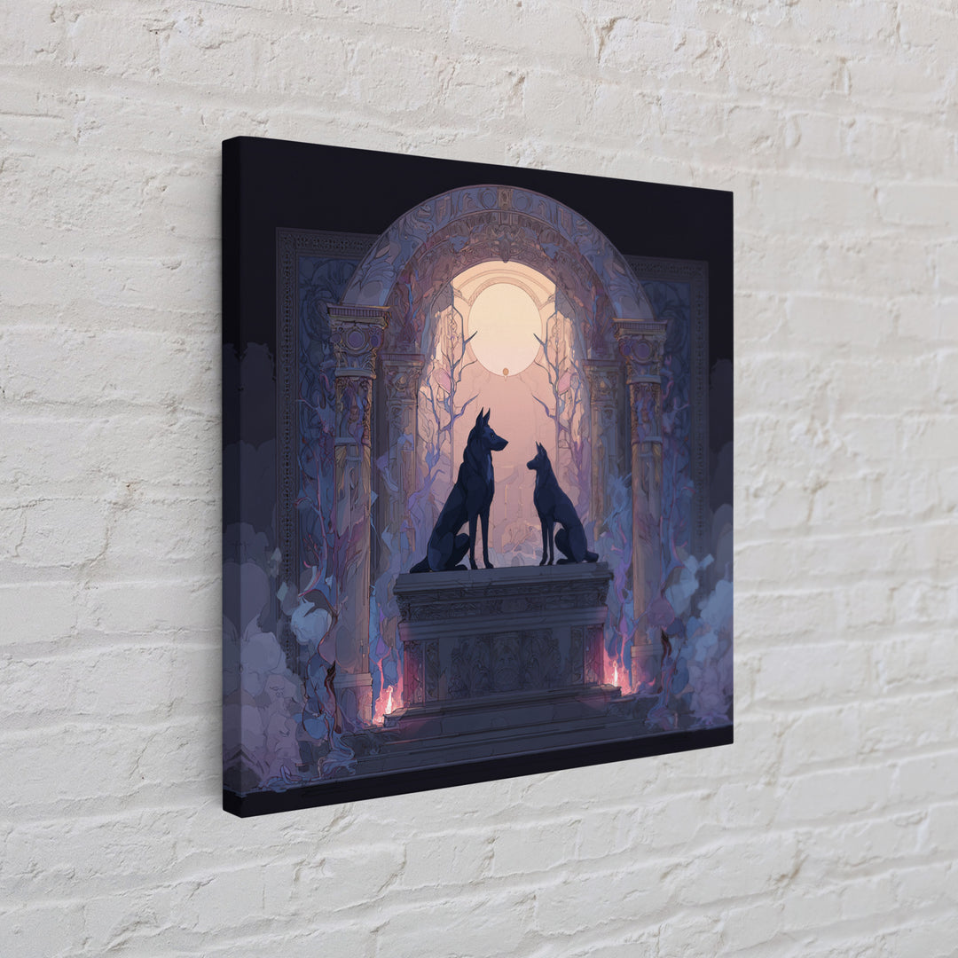 Hades and Cerberus Silhouette Framed Canvas Print, Mythological Art, Neutral Decor, Living Room Decor, Fine Art, Legend, MYT-1x1-80