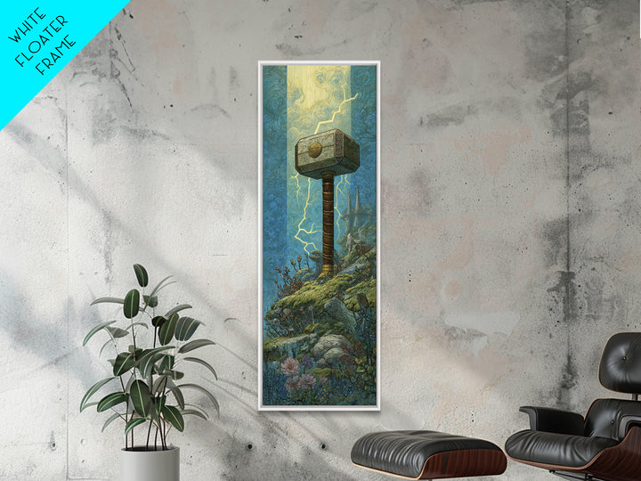 Thor Hammer and Lightning Still Life Canvas Print, Mythological Art, Bedroom Wall Art, Living Room Decor, Fine Art, Legend, MYT-1x3-22