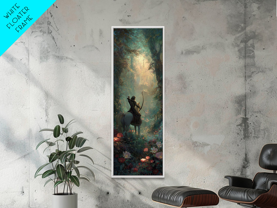 Centaur Archer in Misty Forest Framed Canvas Print, Mythological Art, Modern Decor, Living Room Decor, Oil Painting, Legend, MYT-1x3-4