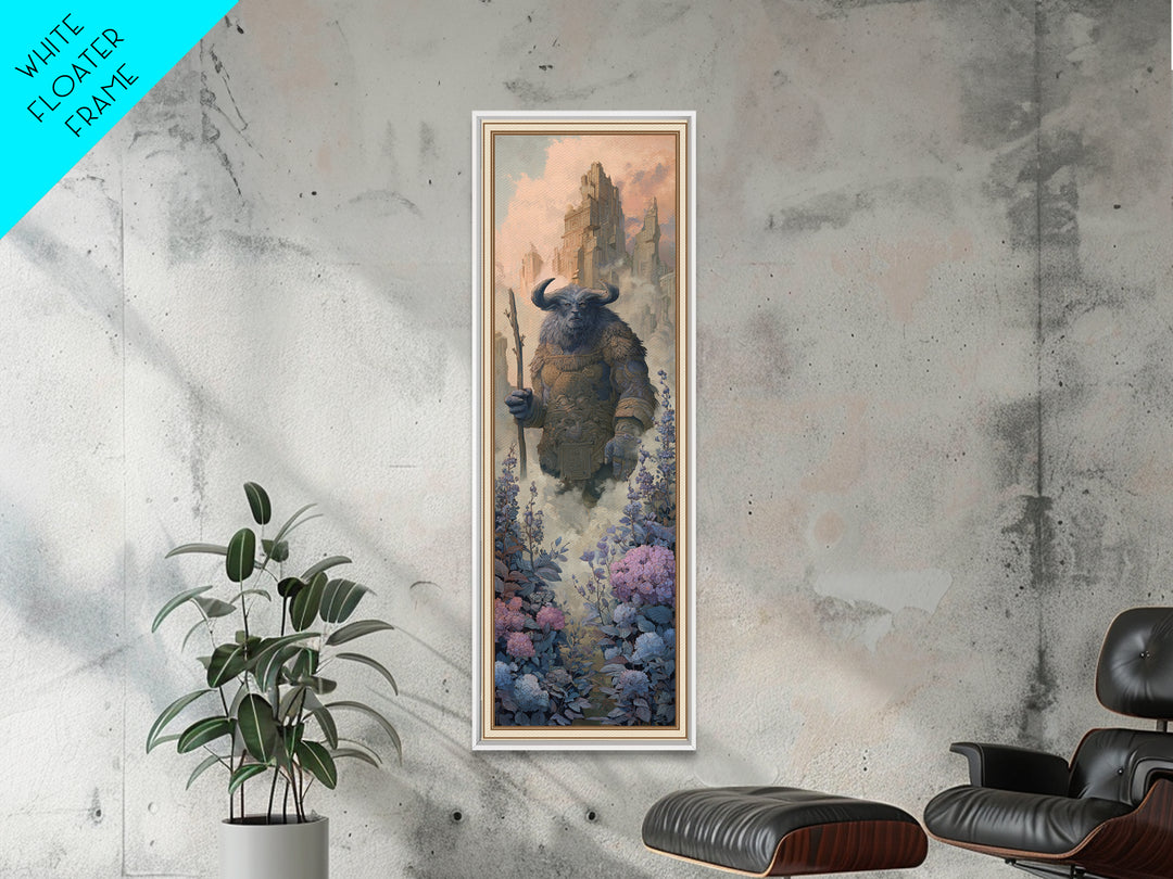 Minotaur in Labyrinth of Warm Stone Canvas Print, Mythological Art, Luxury Decor, Living Room Decor, Fine Art, Legend, MYT-1x3-77