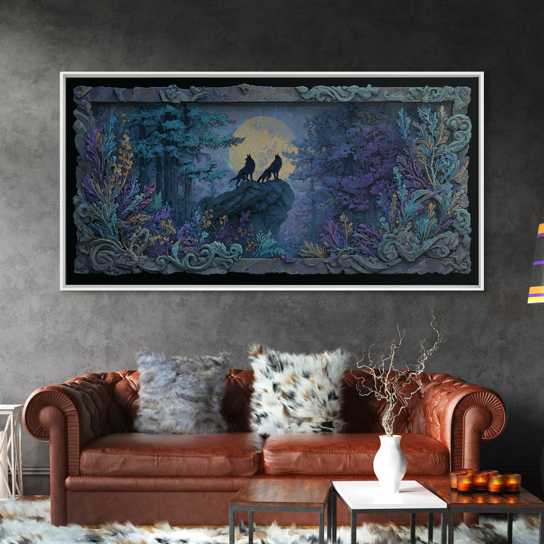 Hades and Cerberus Silhouette Framed Canvas Print, Mythological Art, Minimalist Decor, Living Room Decor, Fine Art, Legend, MYT-2x1-28