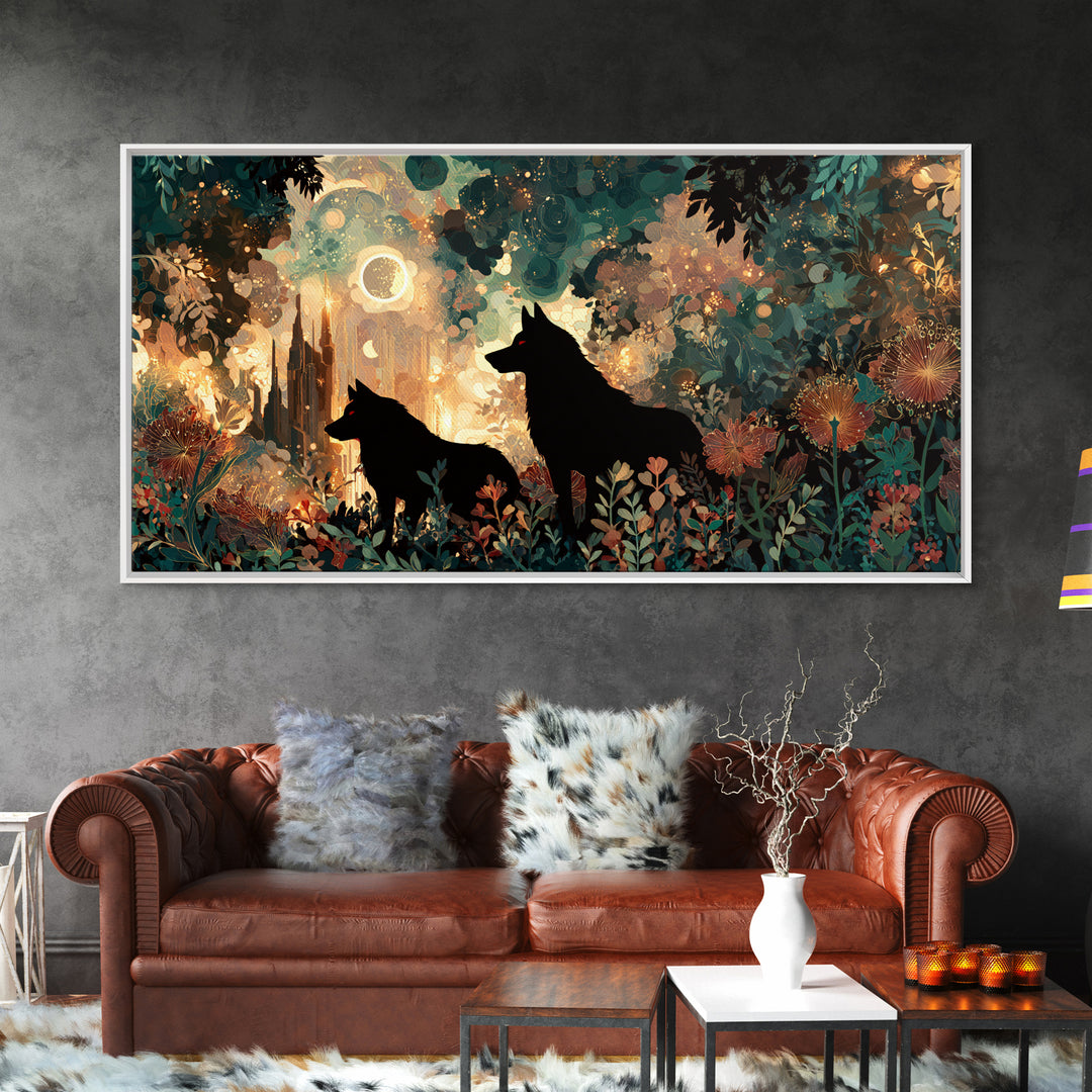 Hades and Cerberus Silhouette Canvas Print, Mythological Art, Boho Decor, Living Room Decor, Fine Art, Legend, Prints, MYT-2x1-4