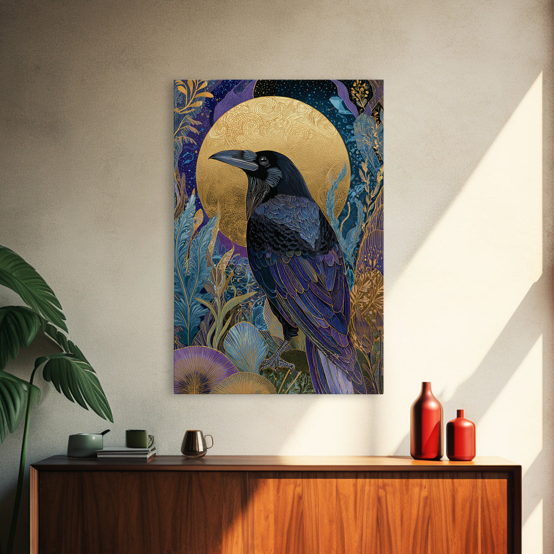 Odin Raven Pair Framed Canvas Print, Mythological Art, Print, Living Room Decor, Fine Art, Legend, Dark Academia Decor, MYT-2x3-75
