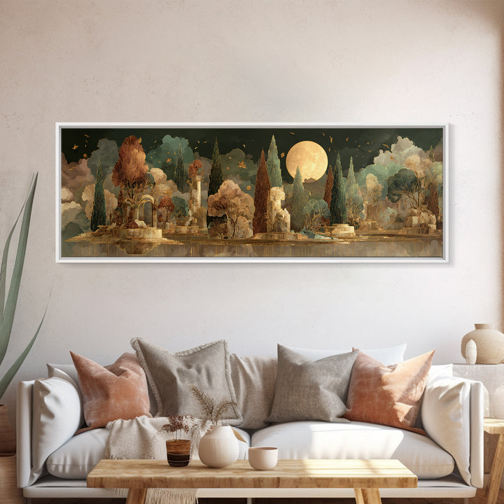 Icarus Falling Through Golden Sky and Feathers Canvas Print, Mythological Art, Downloadable Art, Living Room Decor, Legend, MYT-3x1-20
