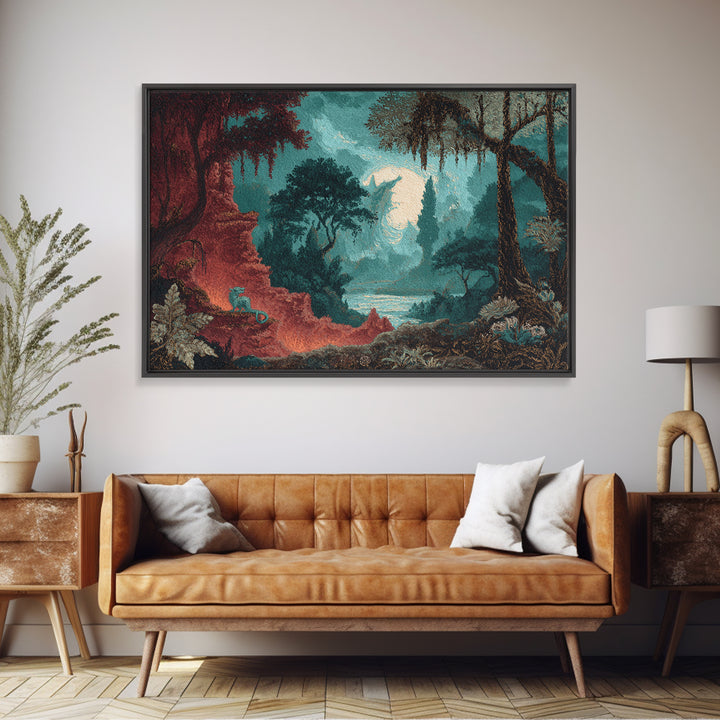 Phoenix Rising from Ashes Framed Canvas Print, Mythological Art, Bedroom Wall Art, Living Room Decor, Watercolor Art, Legend, MYT-3x2-41