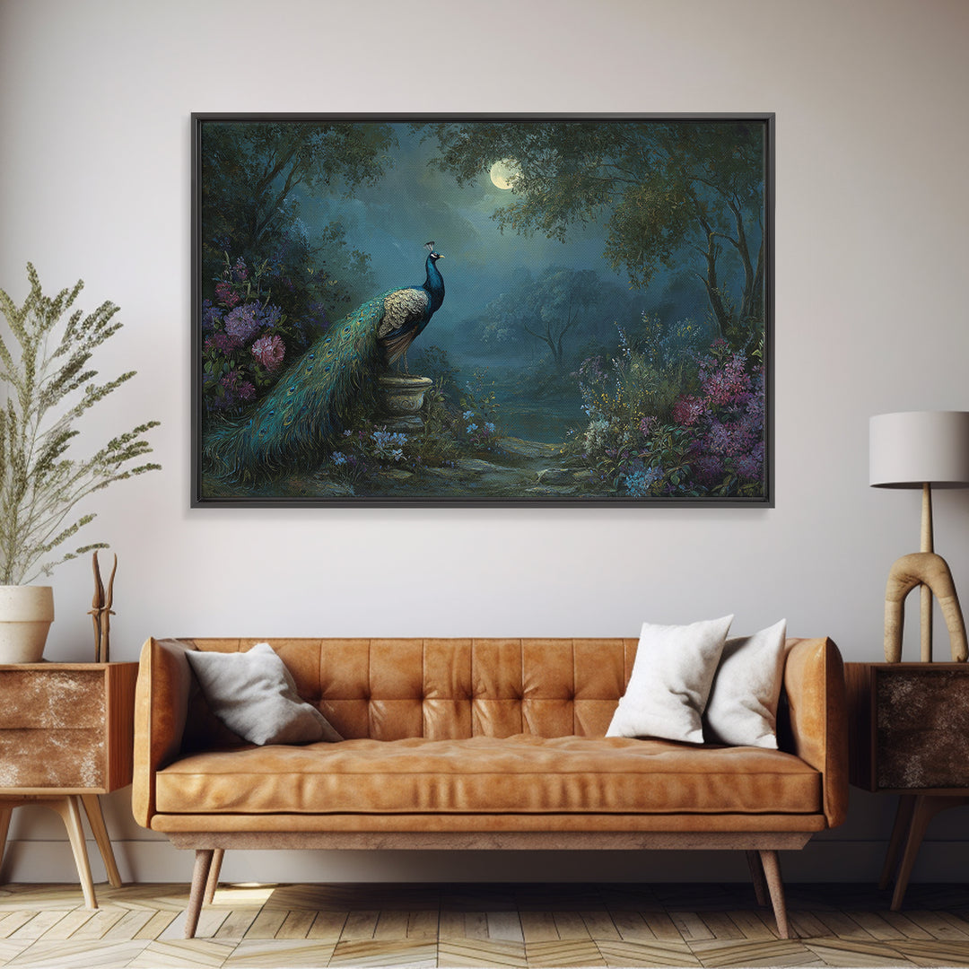 Hera Peacock Symbolism Framed Canvas Print, Mythological Art, Gothic Home Decor, Living Room Decor, Oil Painting, Legend, MYT-3x2-50