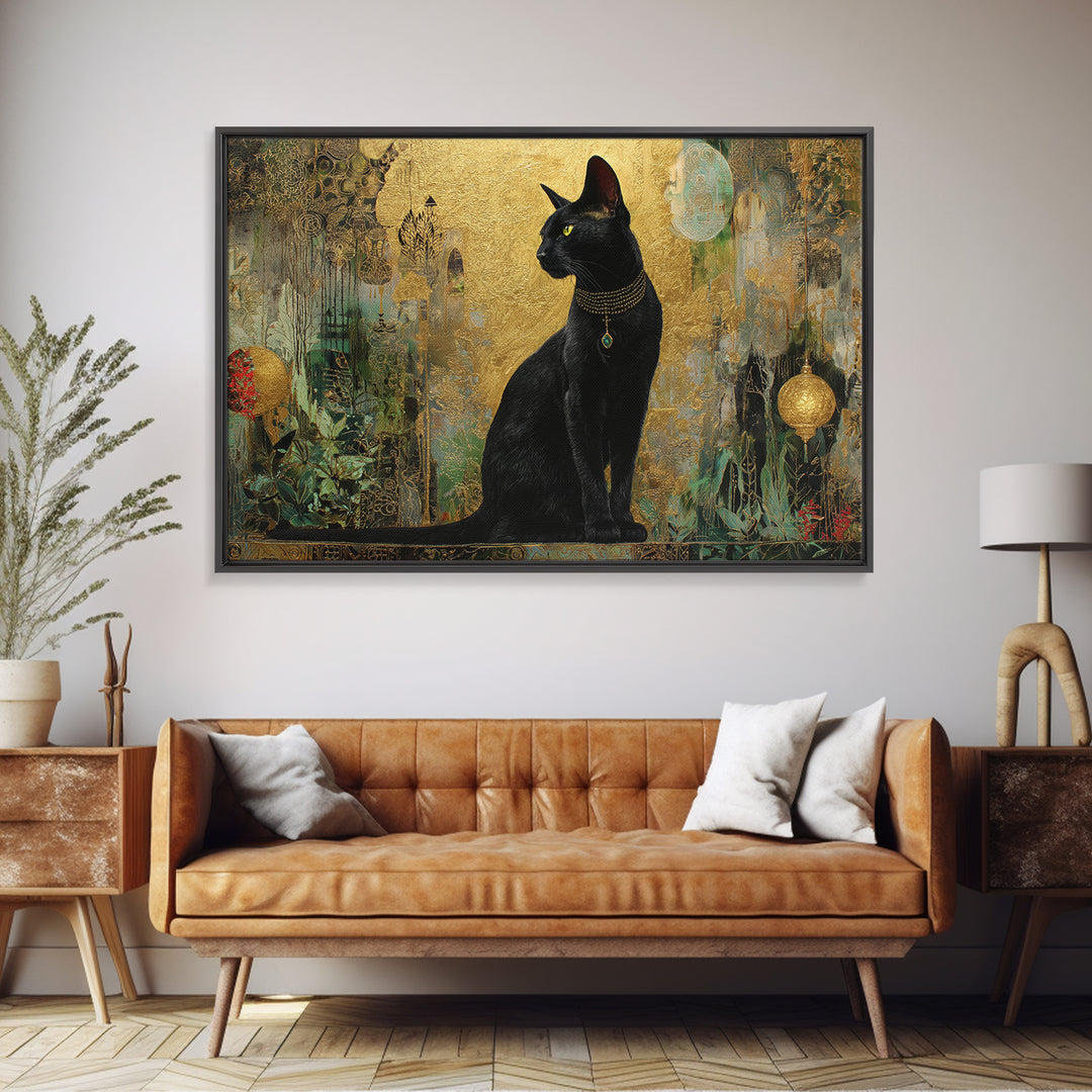 Bastet Cat Goddess Framed Canvas Print, Mythological Art, Home Decor, Living Room Decor, Fine Art, Legend, Contemporary Art, MYT-3x2-64