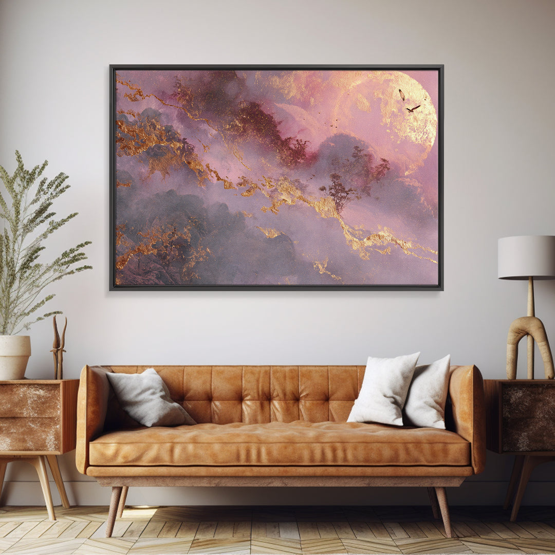 Phoenix Rising from Ashes Framed Canvas Print, Mythological Art, Bedroom Wall Art, Living Room Decor, Watercolor Art, Legend, MYT-3x2-65