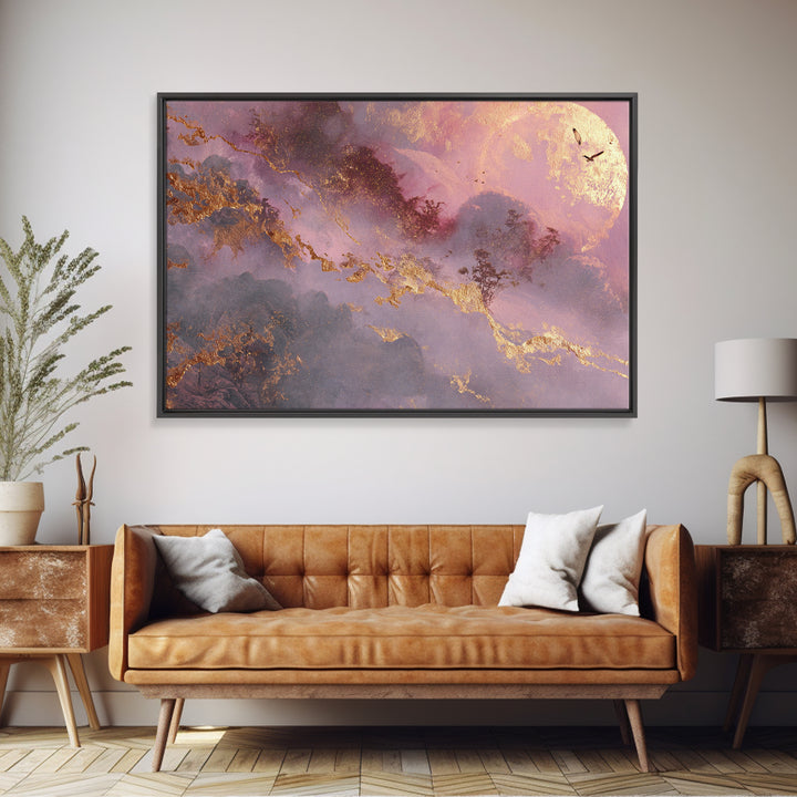 Phoenix Rising from Ashes Framed Canvas Print, Mythological Art, Bedroom Wall Art, Living Room Decor, Watercolor Art, Legend, MYT-3x2-65