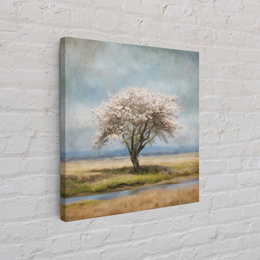Spring Cherry Blossoms Framed Canvas Print, Nature Art, 3d Wall Art, Living Room Decor, Watercolor Art, Nature, Nature Wall Art, NAT-1x1-16