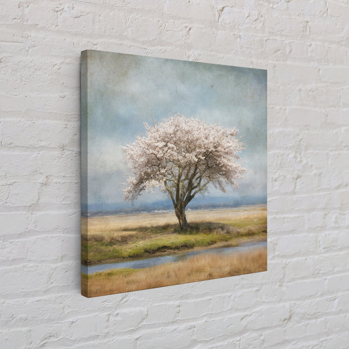 Spring Cherry Blossoms Framed Canvas Print, Nature Art, 3d Wall Art, Living Room Decor, Watercolor Art, Nature, Nature Wall Art, NAT-1x1-16