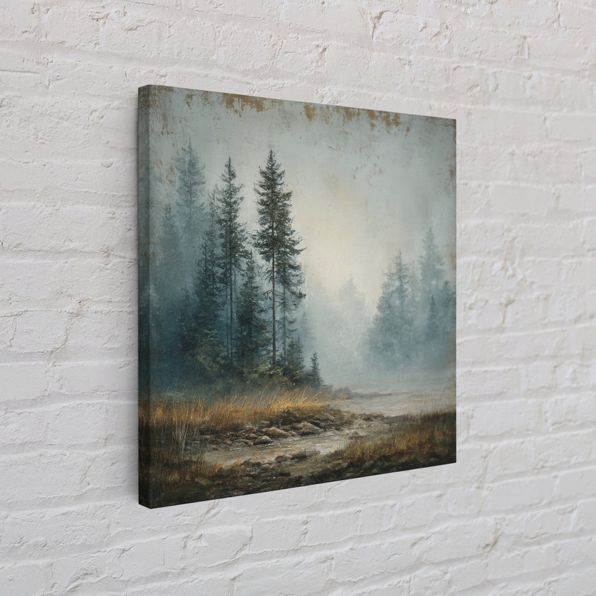 Moody Pine Forest Canvas Print, Nature Art, Digital Download Art, Living Room Decor, Fine Art, Nature, Luxury Decor, Art Print, NAT-1x1-17