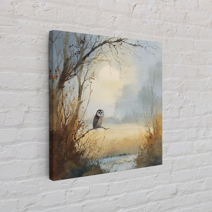 Owl in Moonlit Branches Canvas Print, Nature Art, Living Room Decor, Nature, Ocean Art, Bird Wall Art, Nature Wall Art, NAT-1x1-19