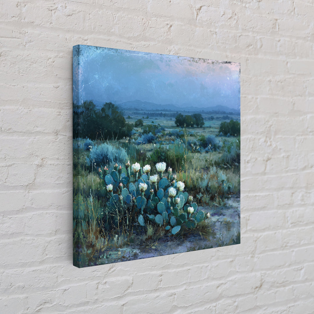 Desert Cactus Blooming After Rain Canvas Print, Nature Art, Painting, Living Room Decor, Fine Art, Nature, Modern Wall Art, NAT-1x1-20