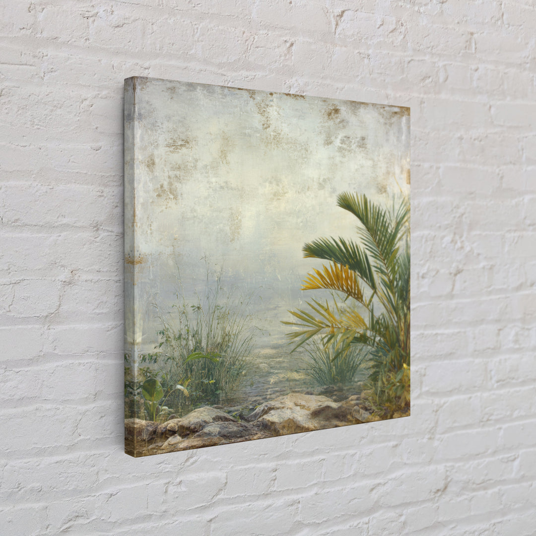 Tropical Jungle Leaves Framed Canvas Print, Nature Art, Ocean Art, Living Room Decor, Fine Art, Nature, Art Print, NAT-1x1-21