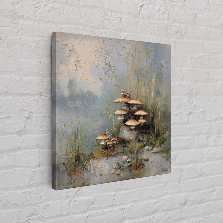 Mushroom Cluster in Enchanted Woodland Canvas Print, Nature Art, Watercolor Painting, Living Room Decor, Fine Art, Nature, NAT-1x1-31