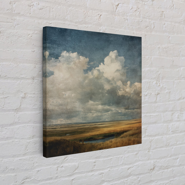 Storm Clouds over a Rolling Prairie Framed Canvas Print, Nature Art, Bird Wall Art, Living Room Decor, Fine Art, Nature, NAT-1x1-38
