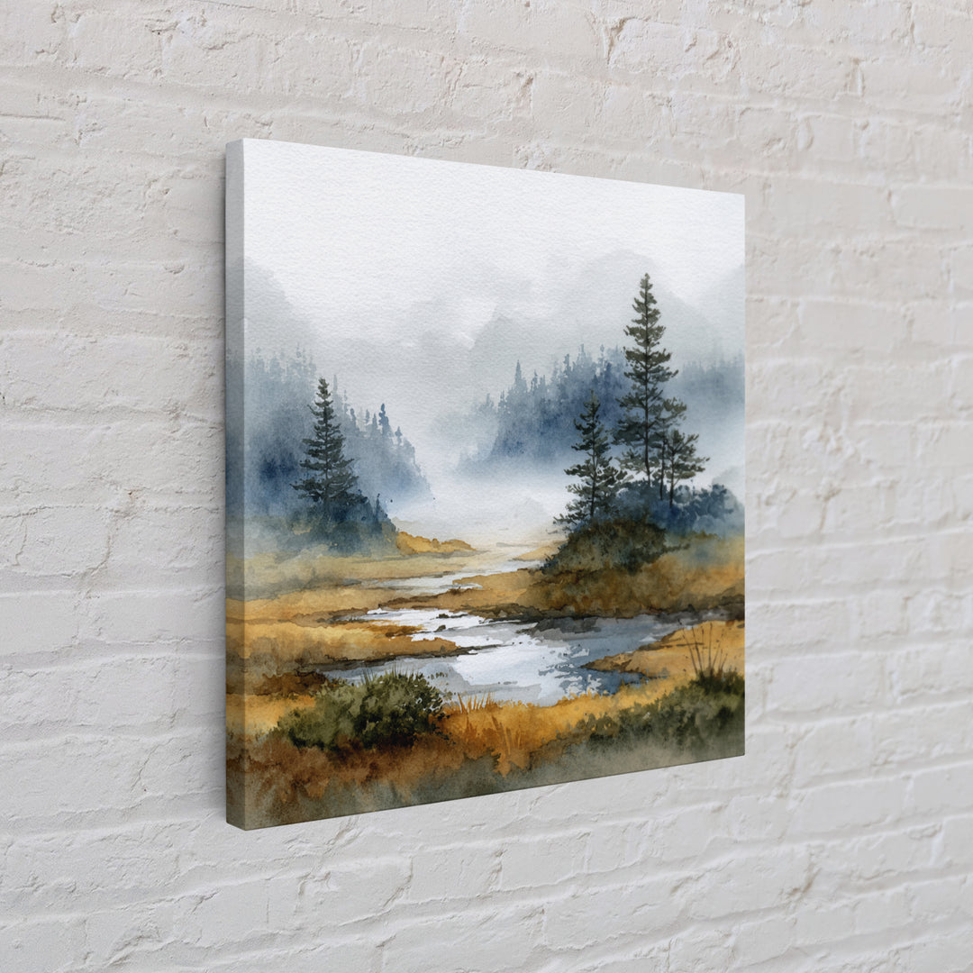 Moody Pine Forest Framed Canvas Print, Nature Art, Gallery Decor, Living Room Decor, Oil Painting, Nature, Contemporary Art, NAT-1x1-41