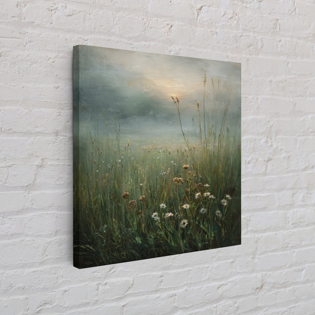 Sunrise Through Tall Grass and Wildflowers Canvas Print, Nature Art, Landscape Print, Living Room Decor, Fine Art, Nature, NAT-1x1-59