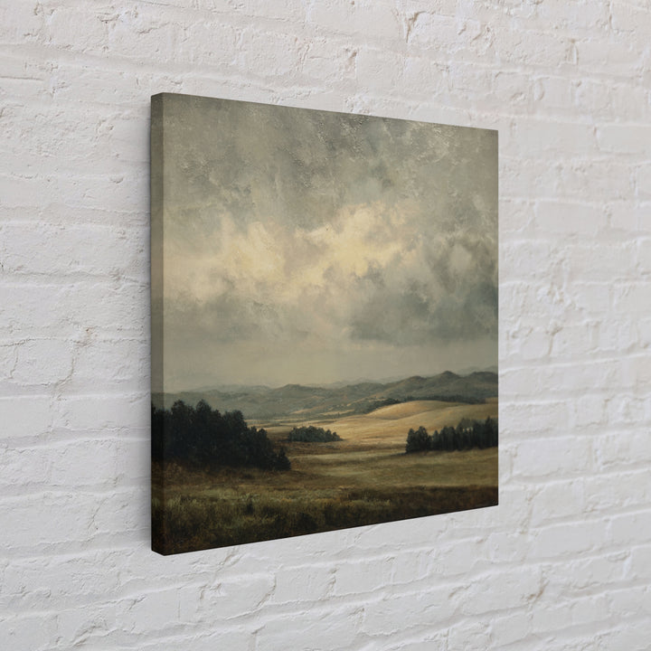 Storm Clouds over a Rolling Prairie Framed Canvas Print, Nature Art, Bird Wall Art, Living Room Decor, Fine Art, Nature, NAT-1x1-62
