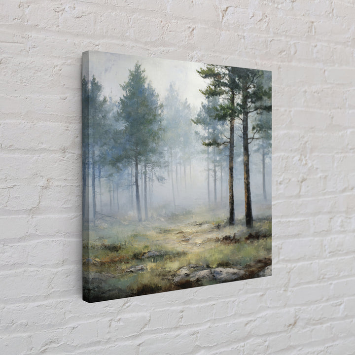 Moody Pine Forest Framed Canvas Print, Nature Art, Gallery Decor, Living Room Decor, Oil Painting, Nature, Contemporary Art, NAT-1x1-65