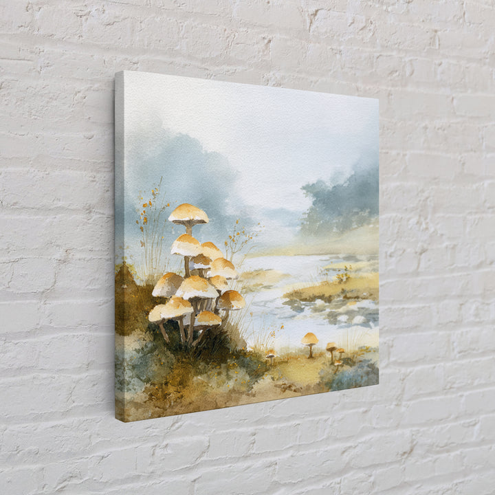 Mushroom Cluster in Enchanted Woodland Framed Canvas Print, Nature Art, Artwork, Living Room Decor, Fine Art, Nature, NAT-1x1-7