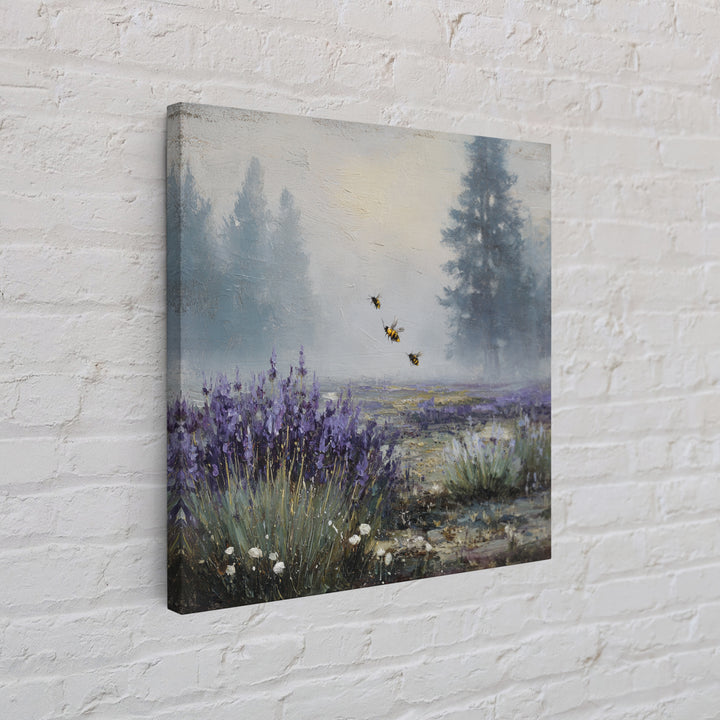 Bees Circling Lavender Blossoms Framed Canvas Print, Nature Art, Ocean Art, Living Room Decor, Fine Art, Nature, Art Print, NAT-1x1-71