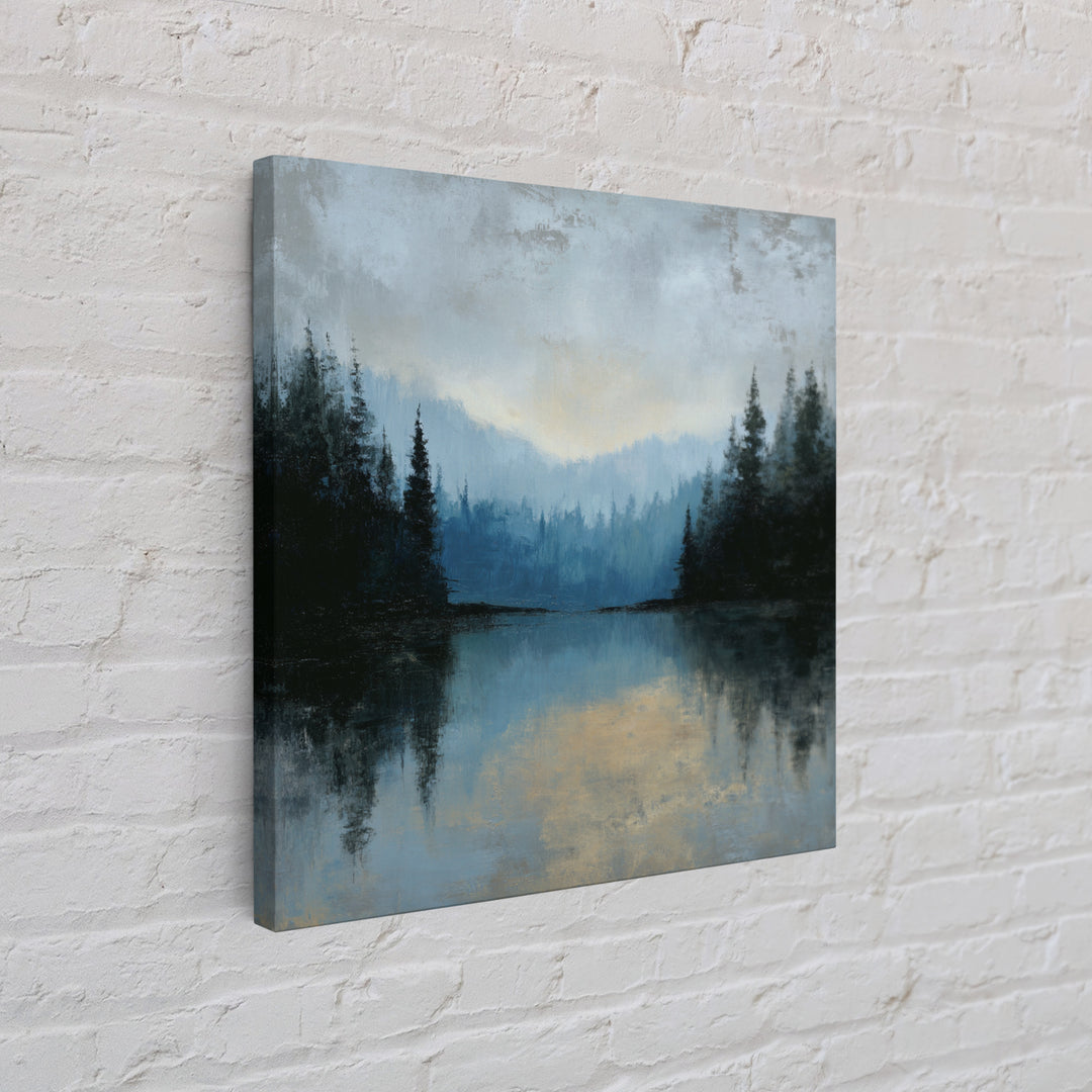 Misty Mountain Lake Canvas Print, Nature Art, Room Decor, Living Room Decor, Fine Art, Nature, Wall Hangings, Original Painting, NAT-1x1-77