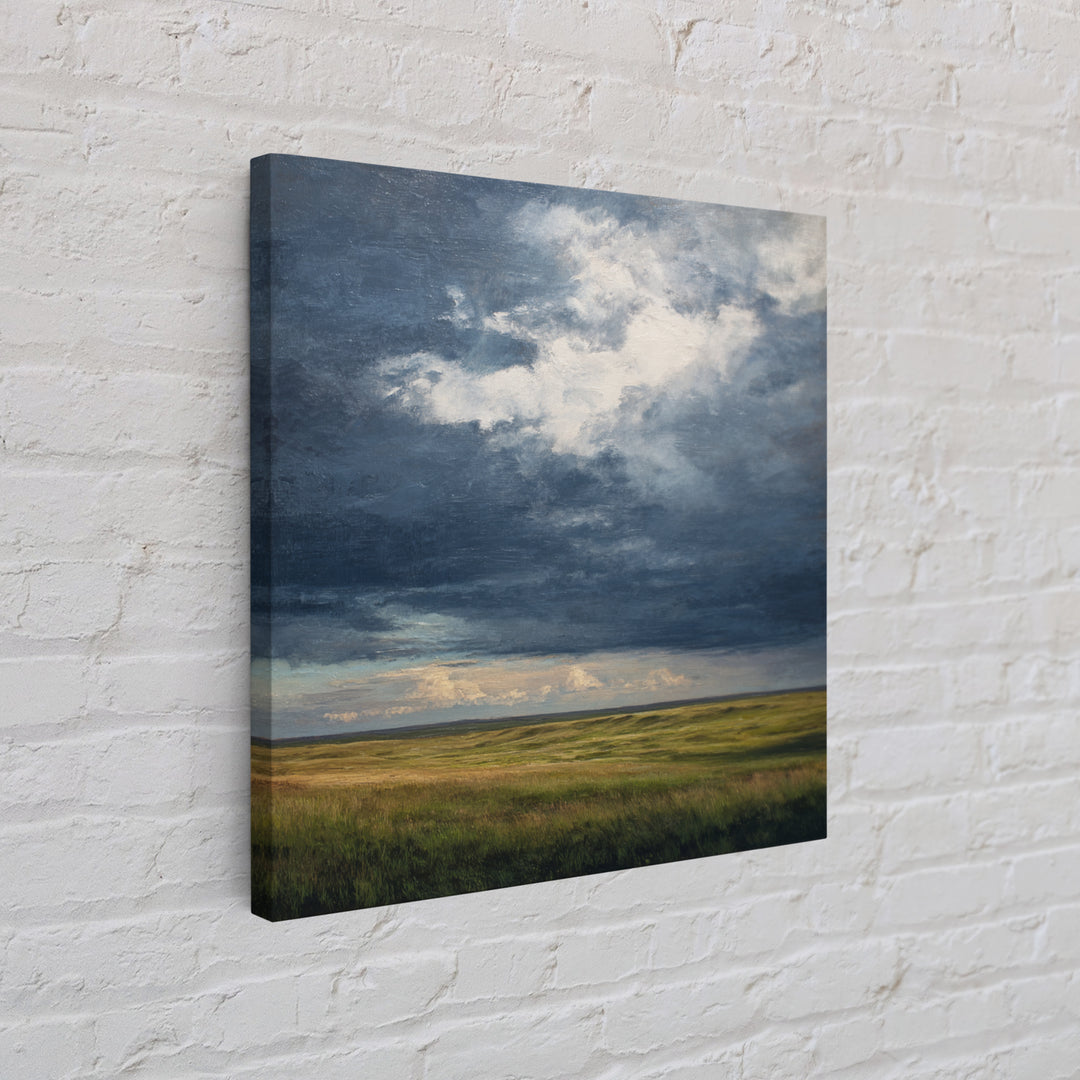 Storm Clouds over a Rolling Prairie Canvas Print, Nature Art, Modern Decor, Living Room Decor, Fine Art, Nature, Home Decor, NAT-1x1-86
