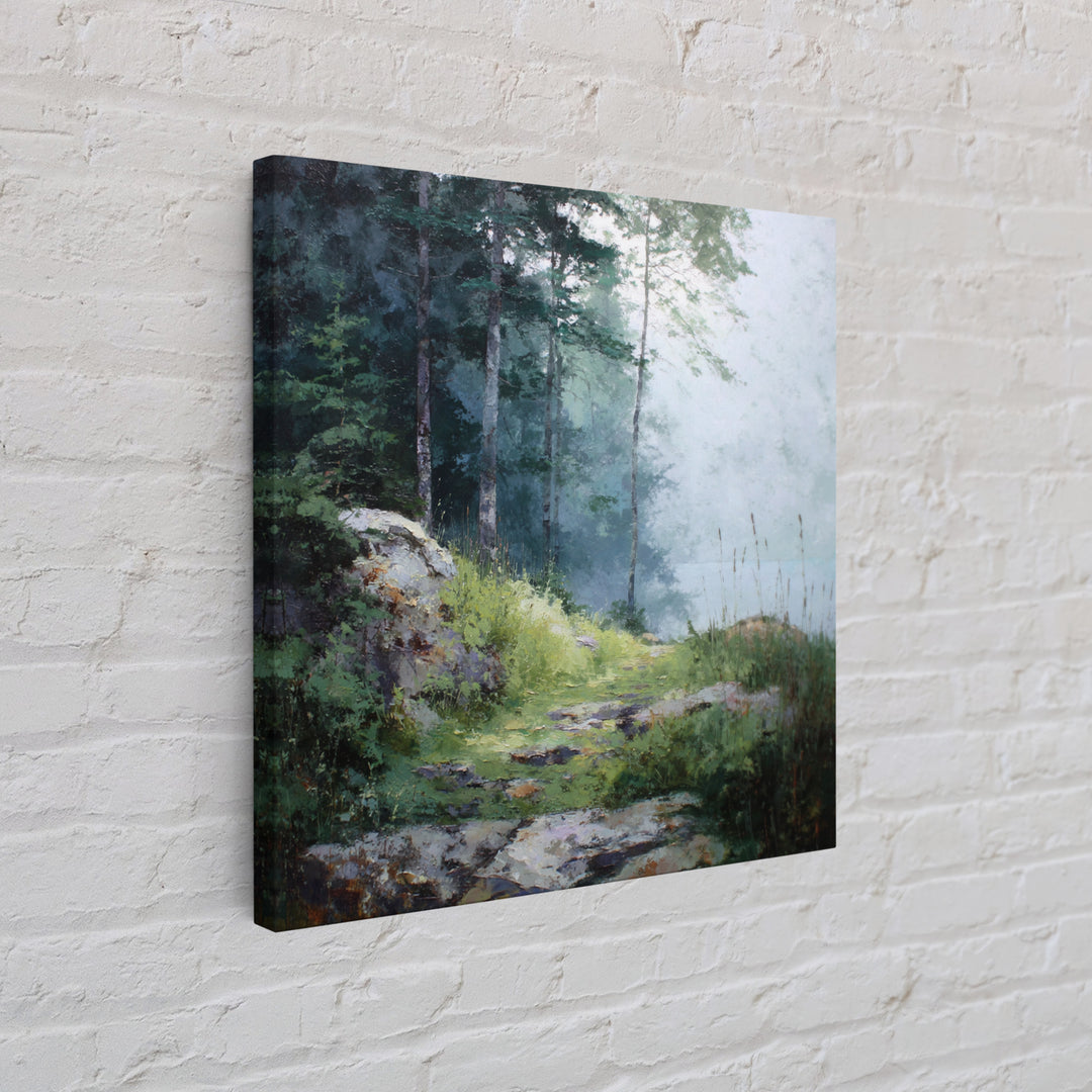 Sunlit Forest Path Canvas Print, Nature Art, Wall Art, Living Room Decor, Fine Art, Nature, Wood Wall Art, Abstract Wall Art, NAT-1x1-97