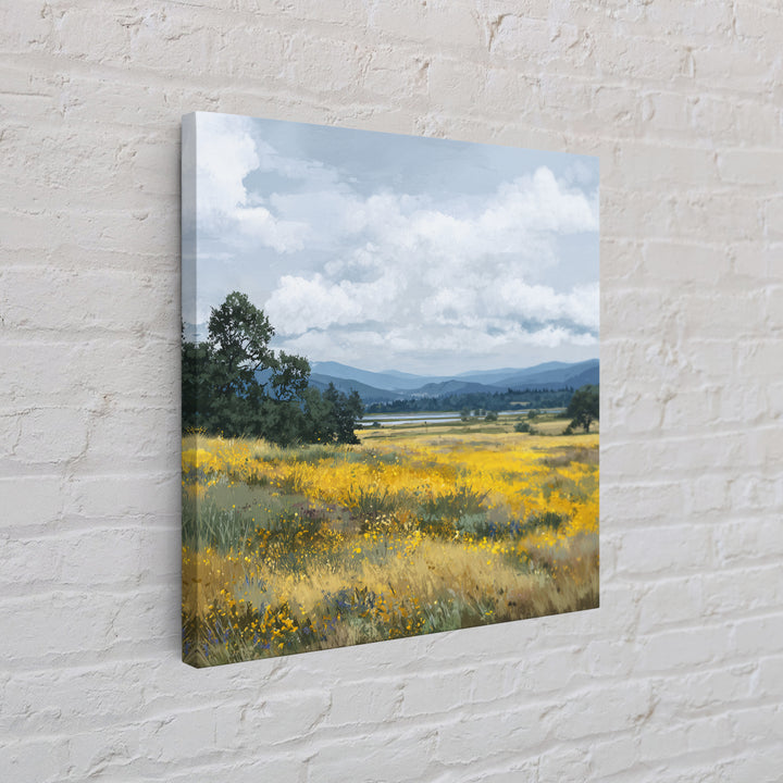 Wildflower Meadow under Soft Summer Sky Canvas Print, Nature Art, Boho Decor, Living Room Decor, Fine Art, Nature, Wall Decor, NAT-1x1-98