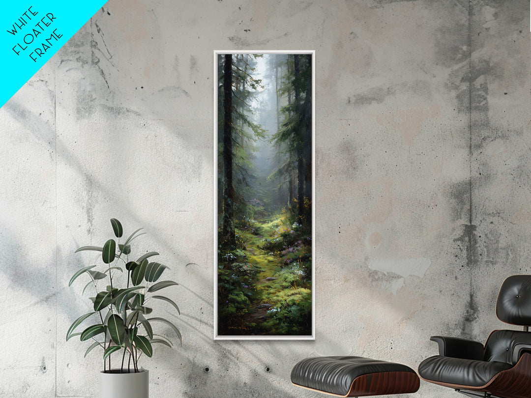 Sunlit Forest Path Canvas Print, Nature Art, Statement Artwork, Living Room Decor, Oil Painting, Nature, Wall Decor, Mushroom, NAT-1x3-13