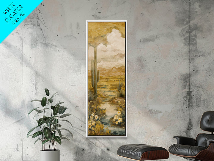 Desert Cactus Blooming After Rain Canvas Print, Nature Art, Textured Painting, Living Room Decor, Fine Art, Nature, NAT-1x3-32