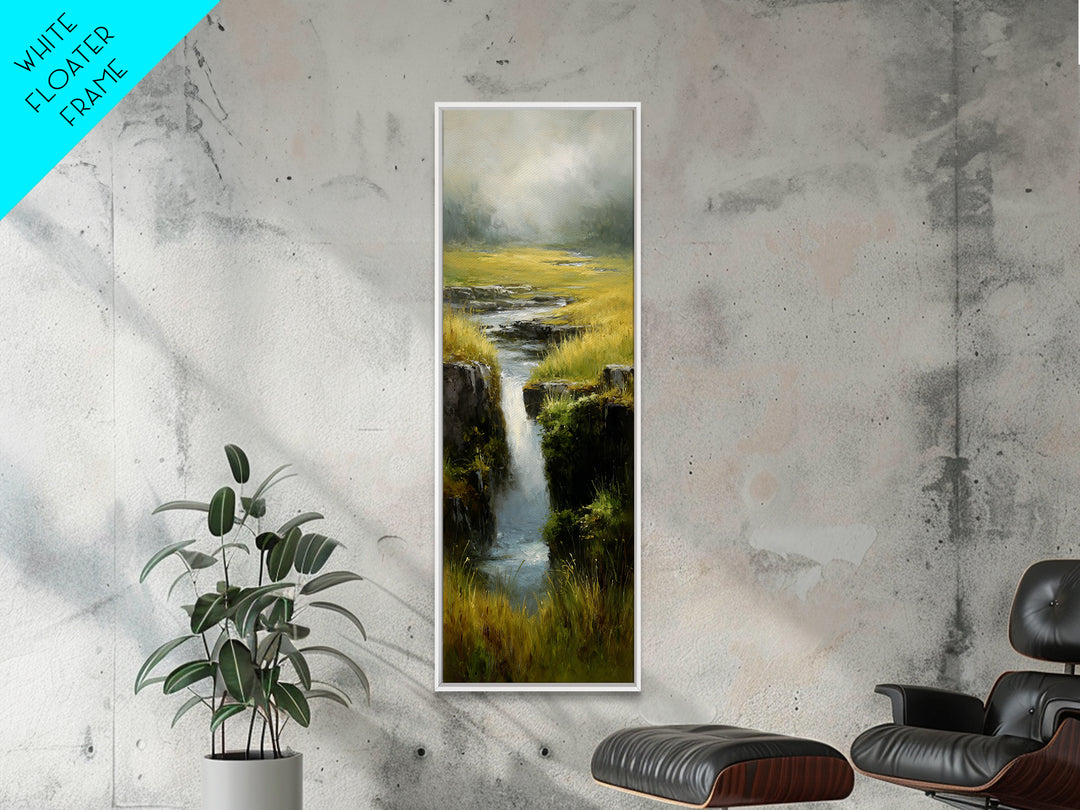 Waterfall Hidden Among Dark Green Rocks Canvas Print, Nature Art, Printable Wall Art, Living Room Decor, Fine Art, Nature, NAT-1x3-39