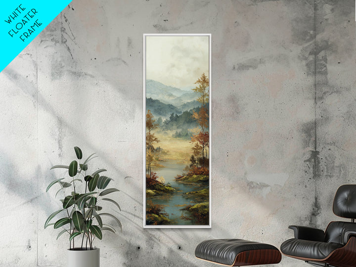 Autumn Leaves Floating on Quiet Stream Canvas Print, Nature Art, Bird Wall Art, Living Room Decor, Fine Art, Nature, NAT-1x3-42
