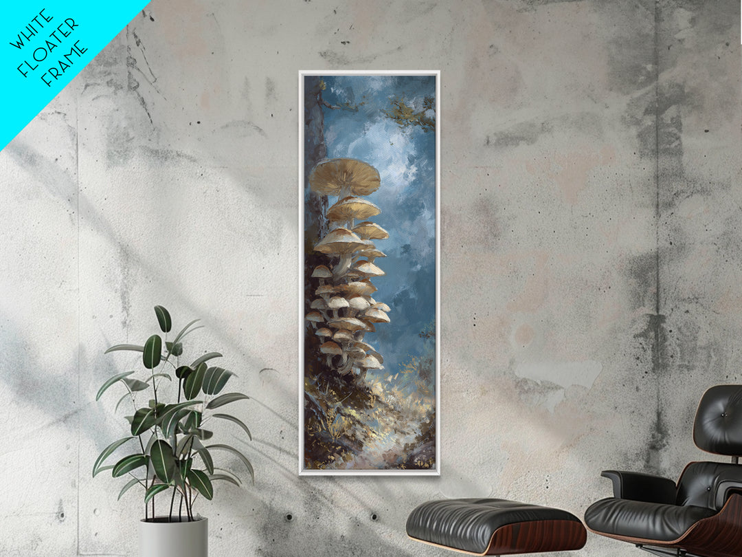 Mushroom Cluster in Enchanted Woodland Canvas Print, Nature Art, Wall Hangings, Living Room Decor, Nature, Stained Glass Art, NAT-1x3-43