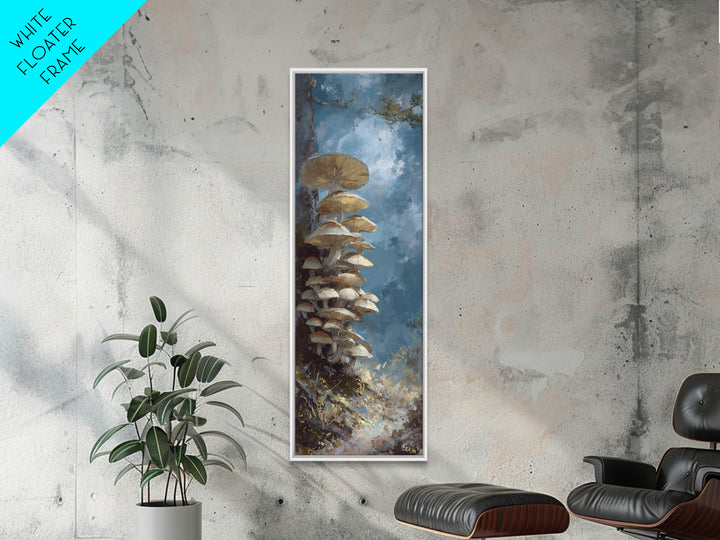 Mushroom Cluster in Enchanted Woodland Canvas Print, Nature Art, Wall Hangings, Living Room Decor, Nature, Stained Glass Art, NAT-1x3-43