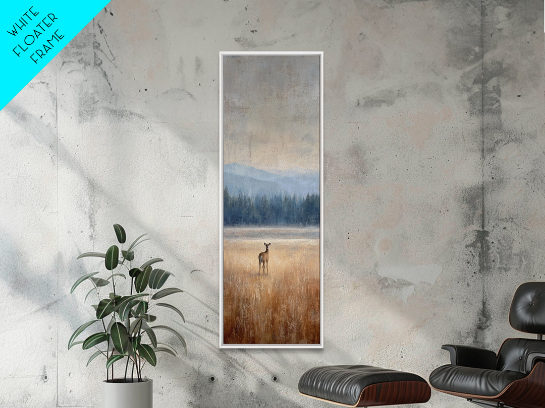 Deer Standing in a Golden Field Canvas Print, Nature Art, Contemporary Art, Living Room Decor, Fine Art, Nature, Framed Art, NAT-1x3-44