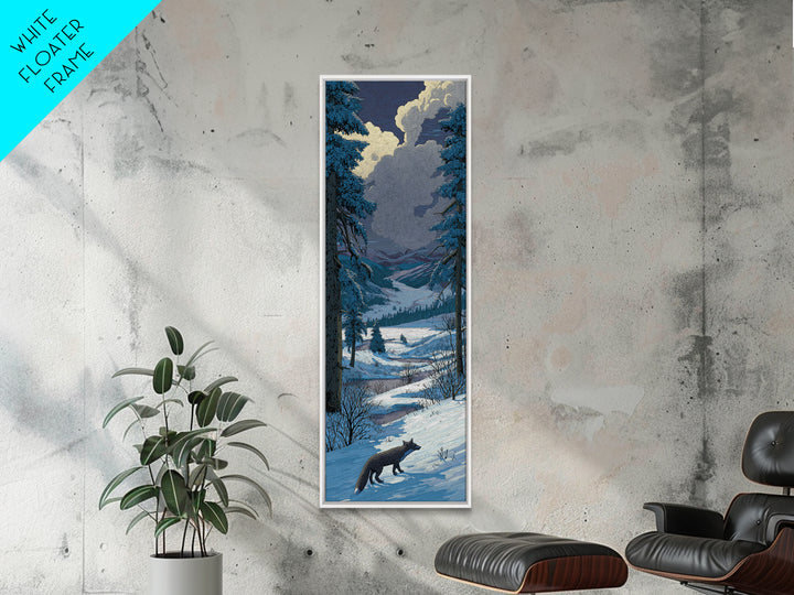 Fox Crossing a Snowy Forest Clearing Framed Canvas Print, Nature Art, Nature Wall Art, Living Room Decor, Fine Art, Nature, NAT-1x3-46
